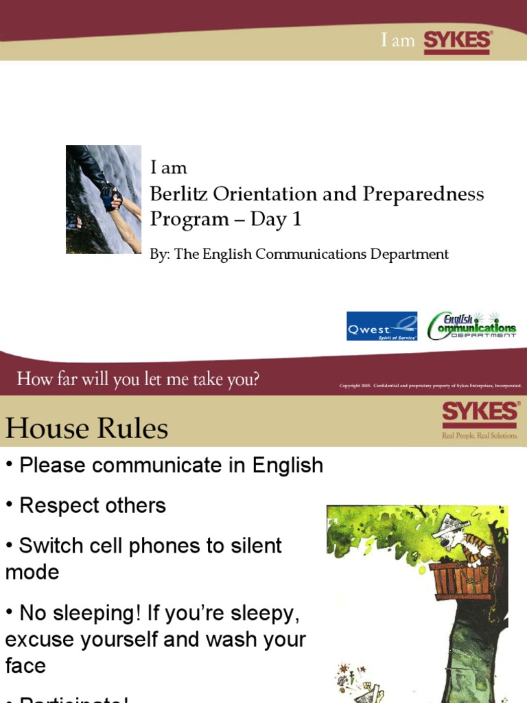 Berlitz Orientation And Preparedness Program Day 1 Pdf Human