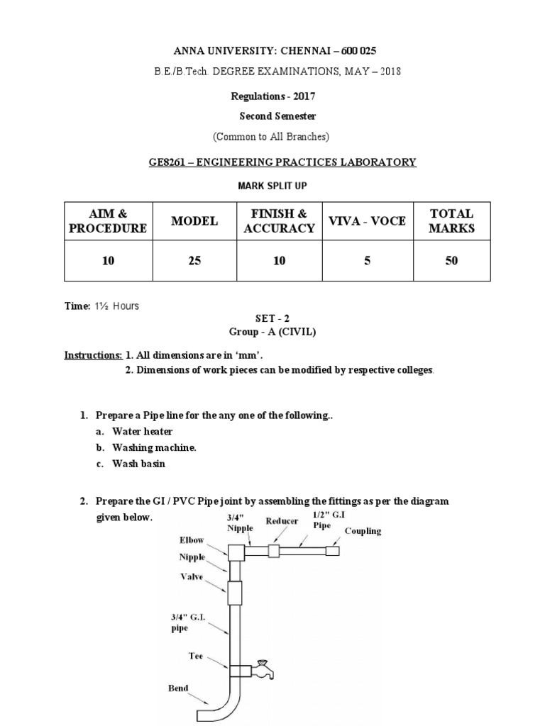 Anna University Engineering Practices Lab Exam | PDF | Home & Garden ...