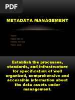 Metadata Management: Reporter: Padpad, Justin Jay Pastolero, John Lloyd Passion, Jayvee