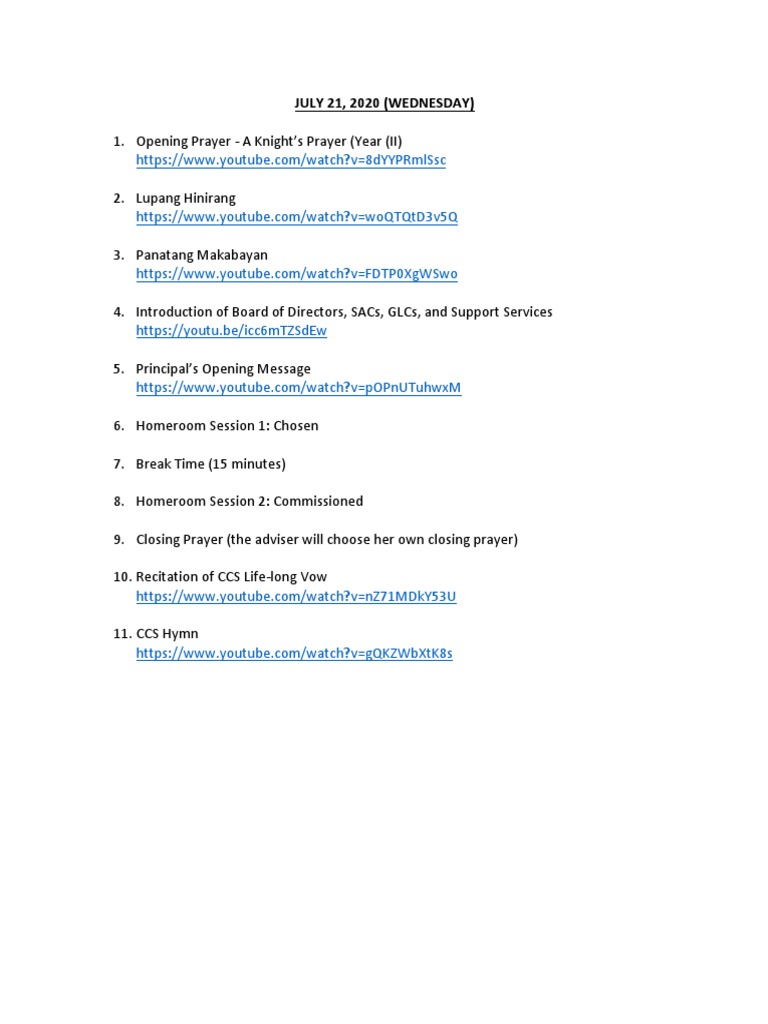Day 1 Program of Activities July 21 2021 | PDF | Science & Mathematics