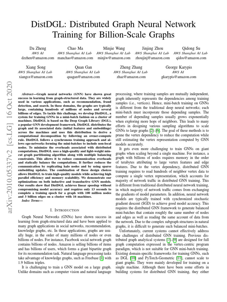 Distdgl Distributed Graph Neural Network Training For BillionScale