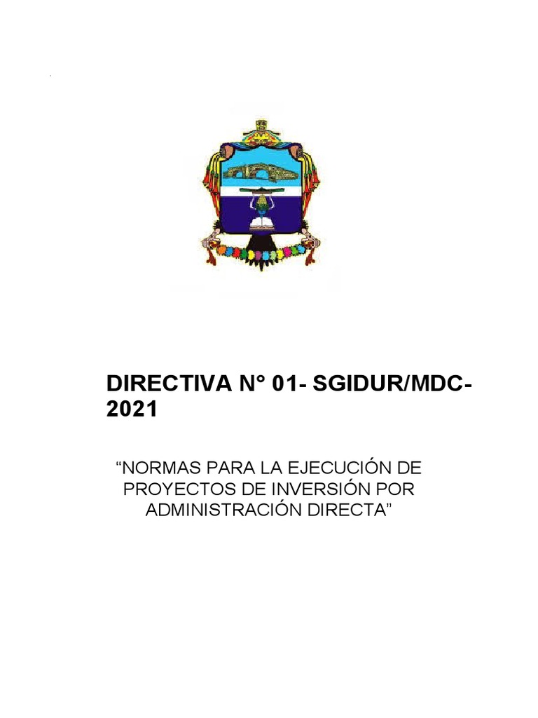 Directiva - #01-2021-MDC | PDF | Presupuesto | Economias