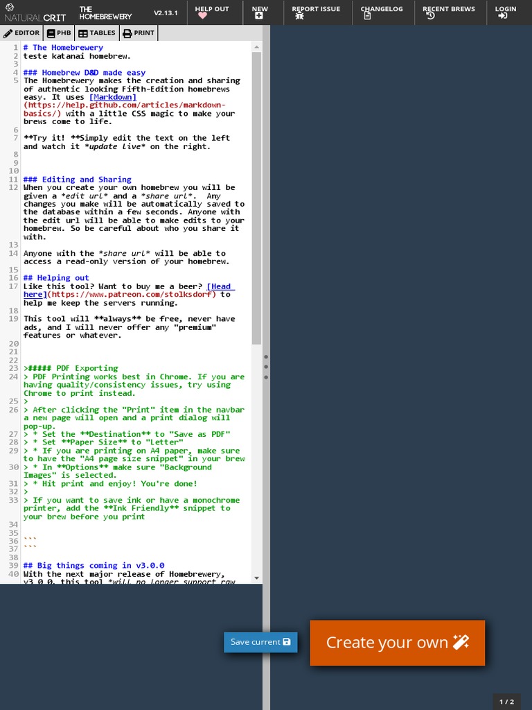 The Homebrewery - NaturalCrit | PDF | Printer (Computing) | Software ...