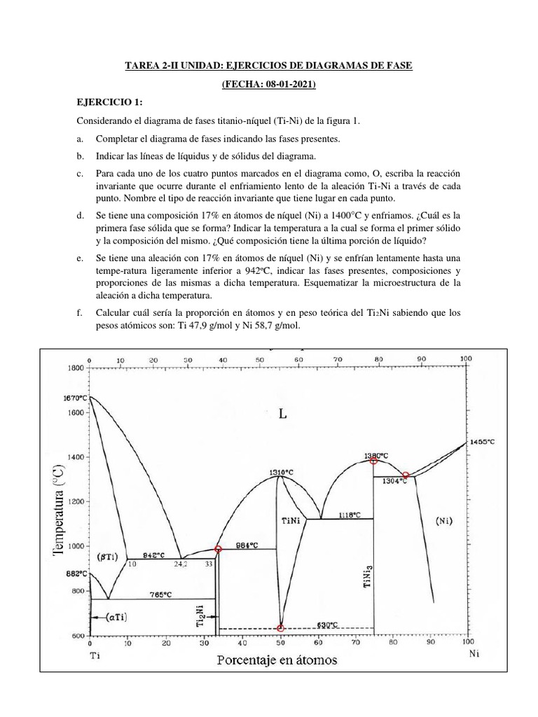 Ejercicios de Diagramas de Fases | PDF | Fase (materia) | Diagrama de fases