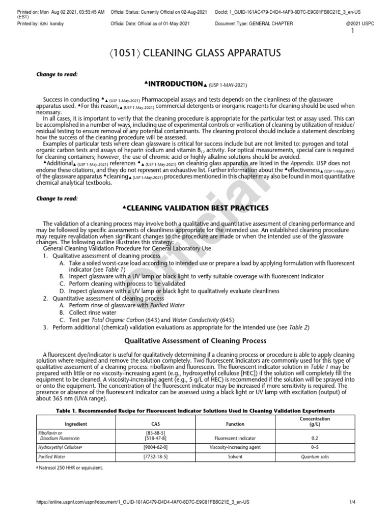 1051 Cleaning Glass Apparatus PDF Sterilization (Microbiology