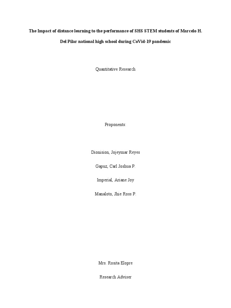 Impact of Distance Learning on STEM Students | PDF | Distance Education ...