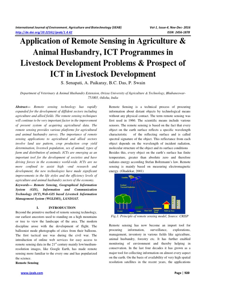 Application of Remote Sensing and GIS in Agriculture and Animal ...
