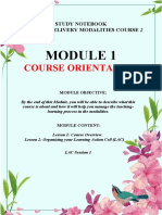Course Orientation: Study Notebook Learning Delivery Modalities Course 2