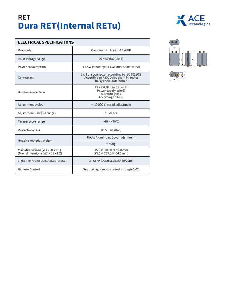 (Specification) DuraRET (Internal RETu) | PDF