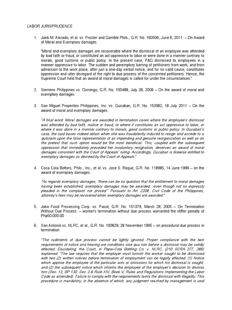 Labor Law Case Summaries | PDF | Burden Of Proof (Law) | Employment