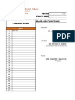 San Francisco Parish School: Input Data Sheet For E-Class Record