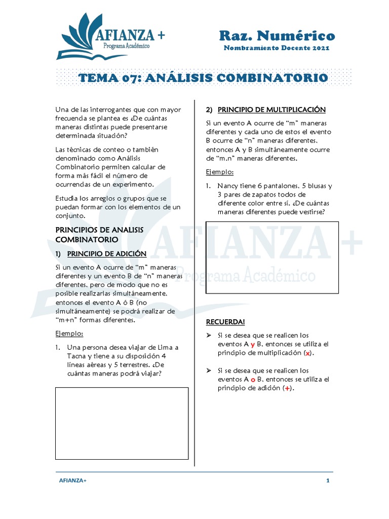 Principios del Análisis Combinatorio | PDF | Combinatoria | Permutación