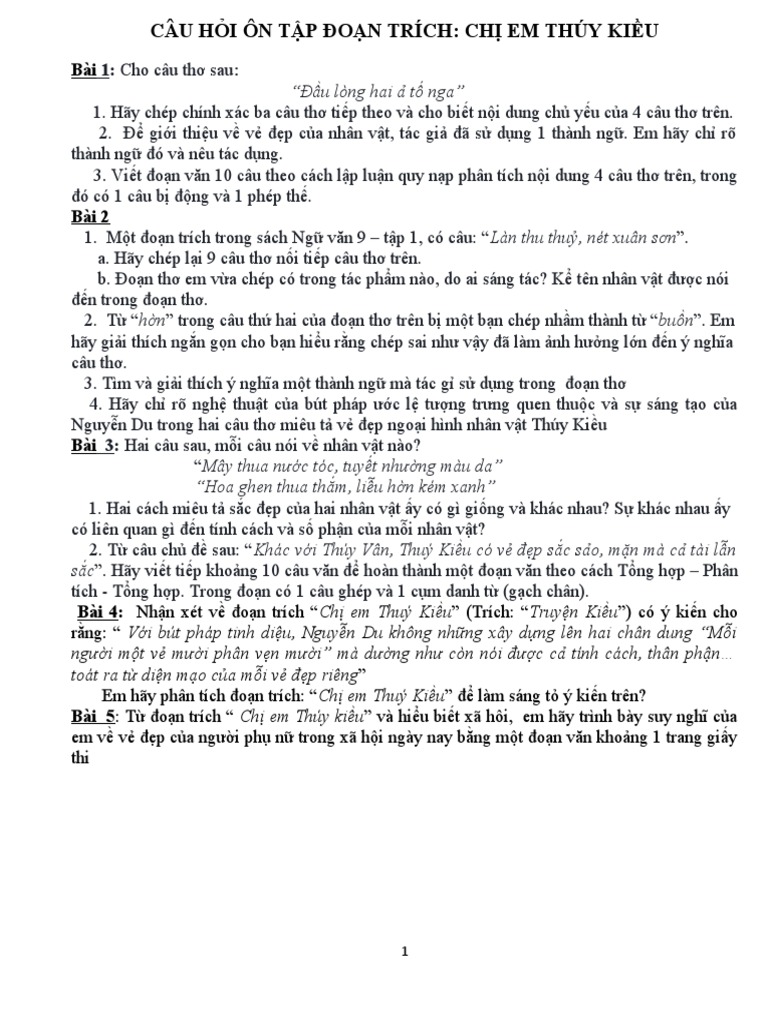 Ôn thơ - truyện trung đại (theo bài) | PDF
