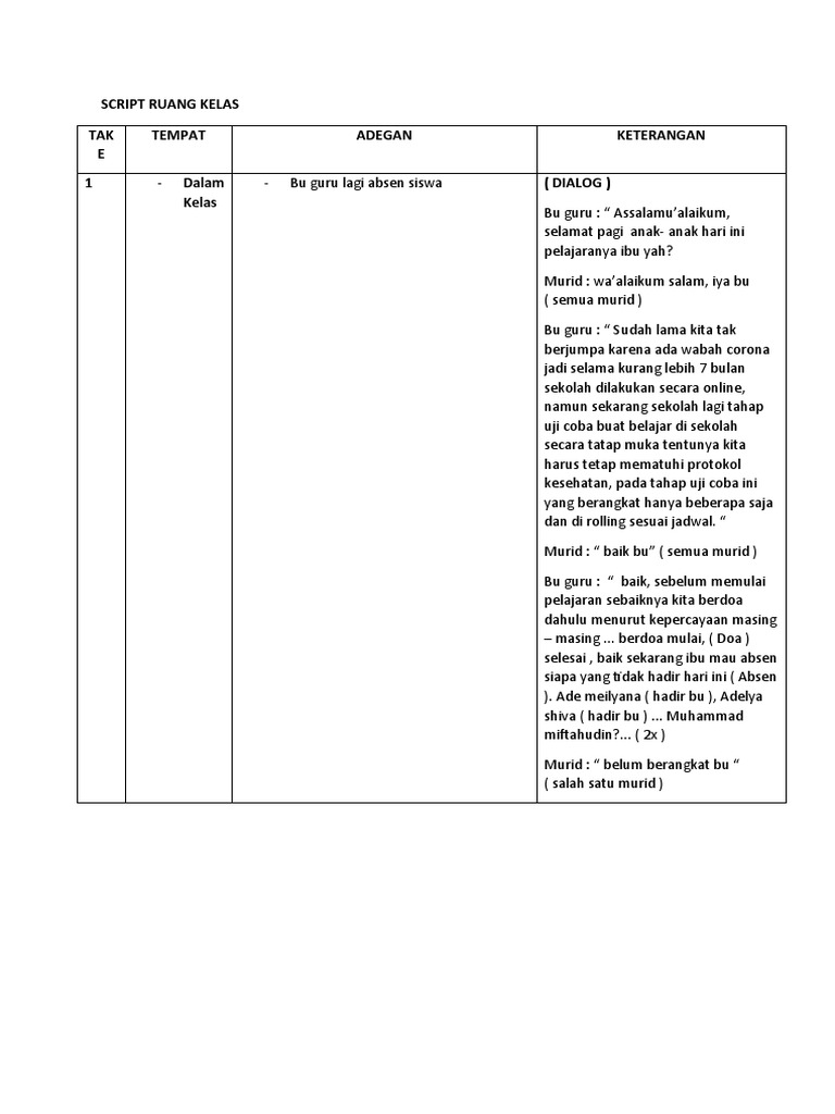 Script Ruang Kelas | PDF