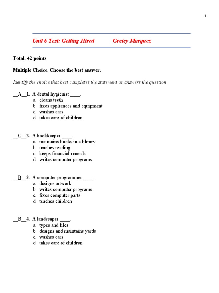 Unit 6 Student Test | PDF