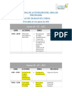 Cronograma de Actividades en Psicología