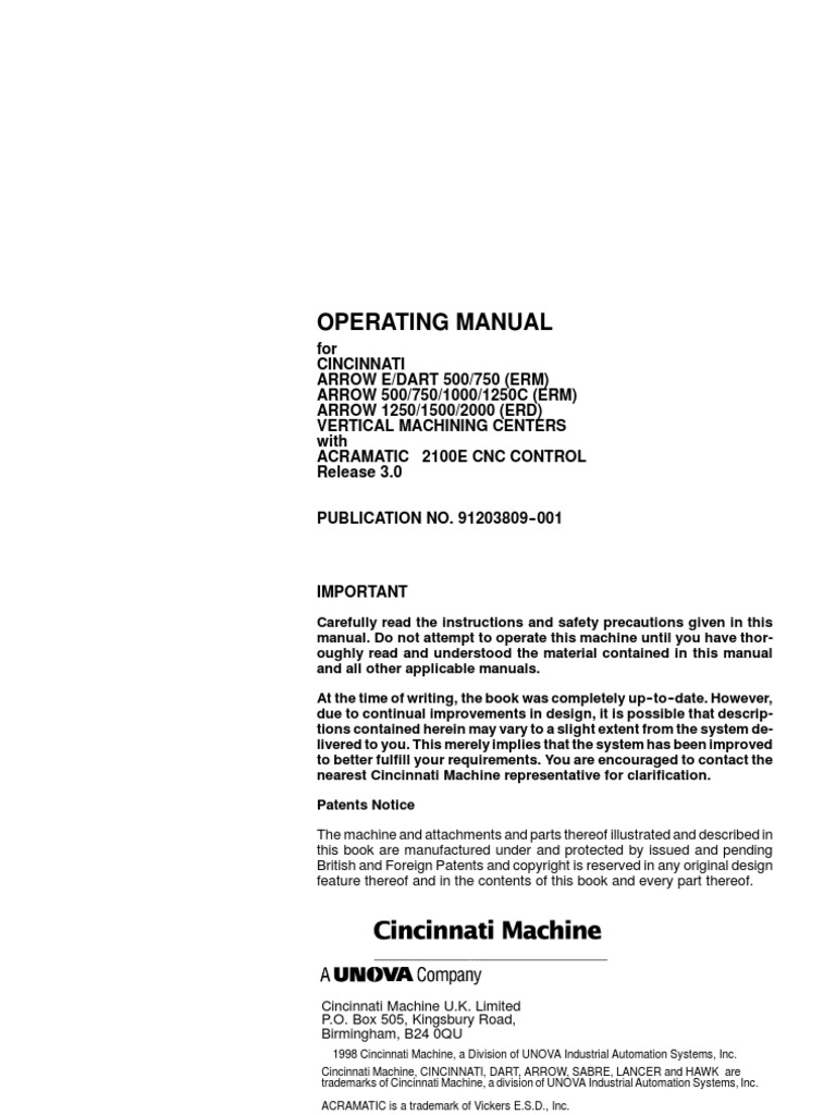 ❤︎ MILACRON OPERATING MANUAL (Rexonavn - Com) | PDF