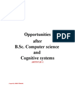 What After 3years of B.SC - Computer Science & Cognitive Systems. Semister 1 Article.