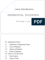 Course Introduction Inferential Statistics Prof. Sandy A. Lerio
