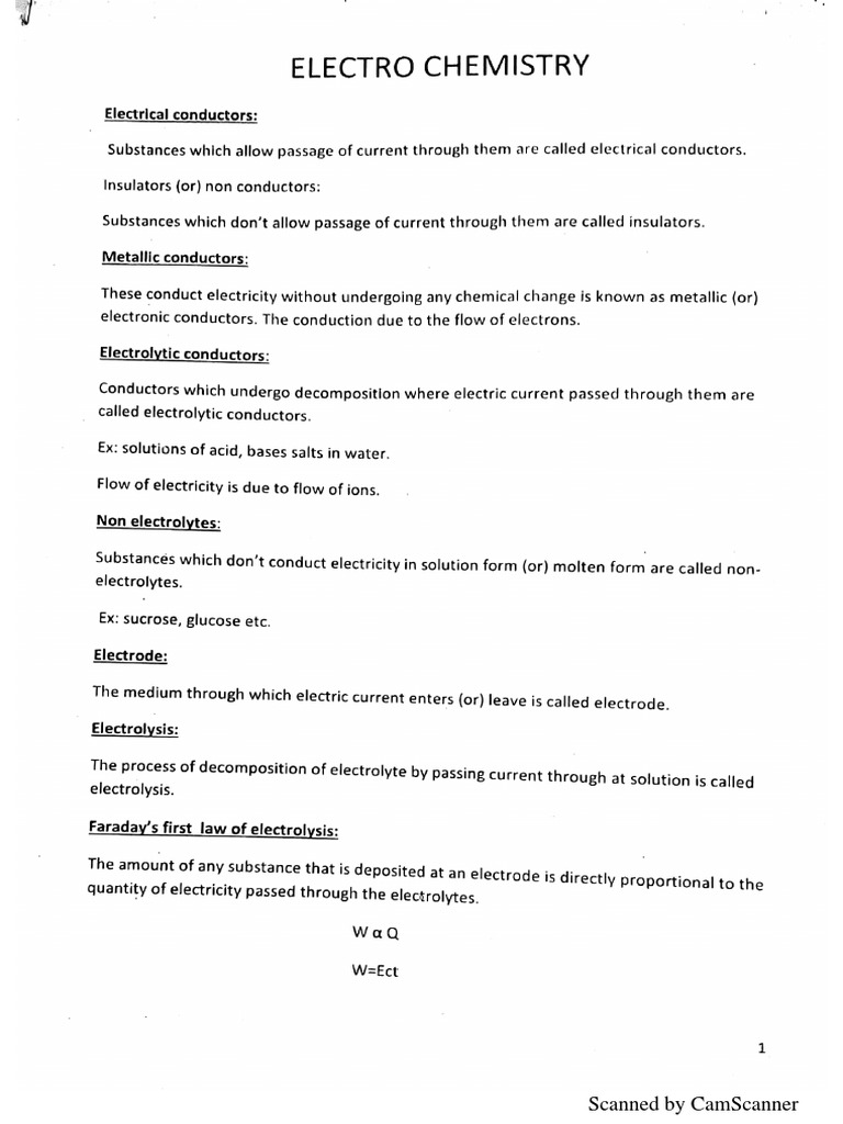Electro Chemistry Notes | PDF