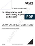 D4 - Negotiating and Contracting in Procurement and Supply: Exam Exemplar Questions