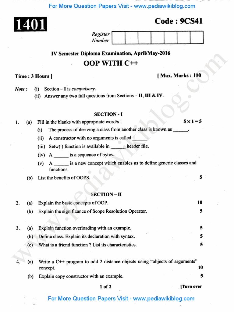 OOP Concepts and C++ Programming Guide | PDF | C++ | Class (Computer ...