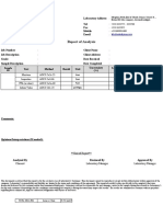 Report of Analysis: Sample ID Temperature (°C) Humidity (%) Performance Date