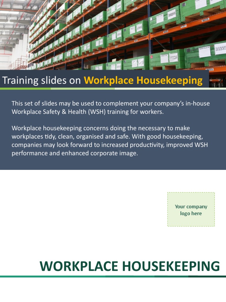 Workplace Housekeeping Training Slides | PDF | Occupational Safety And ...