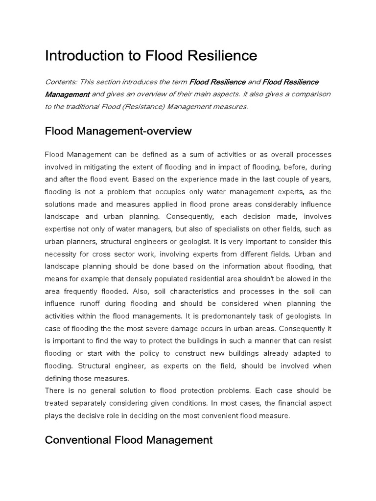 Flood Resilience Strategies Overview | PDF | Climate Resilience | Risk