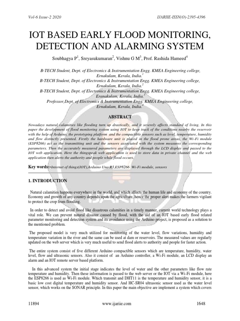 IOT BASED EARLY FLOOD MONITORIN DETECTION AND ALARMING SYSTEM ...
