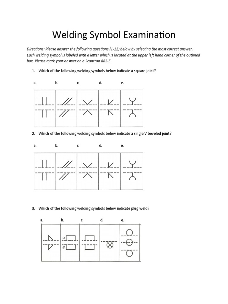 Welding Symbols Worksheet PDF Welding Construction