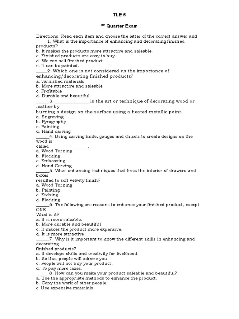 Which One Is Not Considered As The Importance of Enhancing/decorating Finished Products? PDF