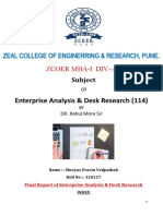 Enterprise Analysis & Desk Research (114) : Zcoer Mba-I Div.-A