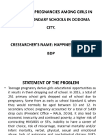 Adolescent Pregnancies Among Girls in Public Secondary Schools in Dodoma City