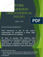 Work Immersion Orientation Presentation Sy 2020 2021