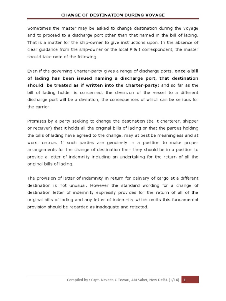 Change of Destination | PDF