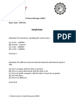 Sample Exam: Exam Name - Certified Finance Manager (CFM) ™ Exam Code - CFM-001