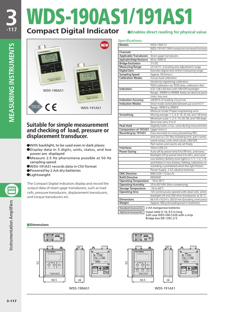 WDS 190AS1 191AS1 Compact Digital Indicator | PDF | Calibration | Metrology