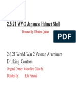 2.5.21 WW2 Japanese Helmet Shell: 2.6.21 World War 2 Veteran Aluminum Drinking Canteen