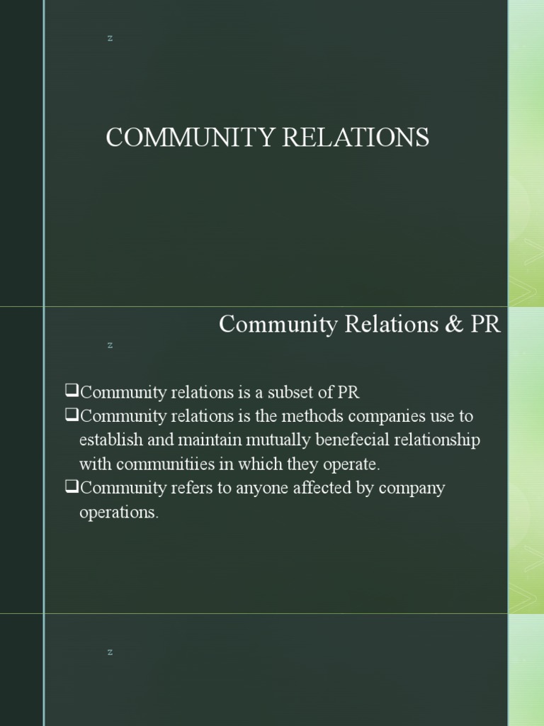 Community Relations and CSR Overview | PDF | Corporate Social ...