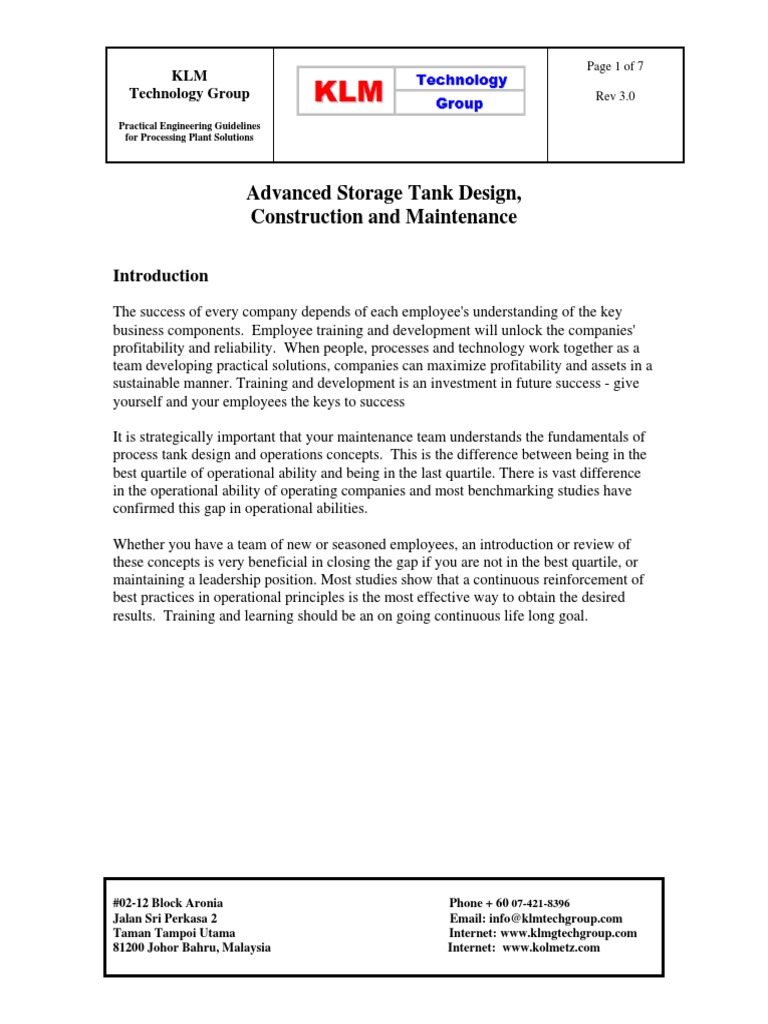 Advanced Storage Tank Design Course | PDF | Design | Engineering