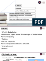 Course Code: HUM203 Course Title: Sociology Lecture / Week No: Globalization