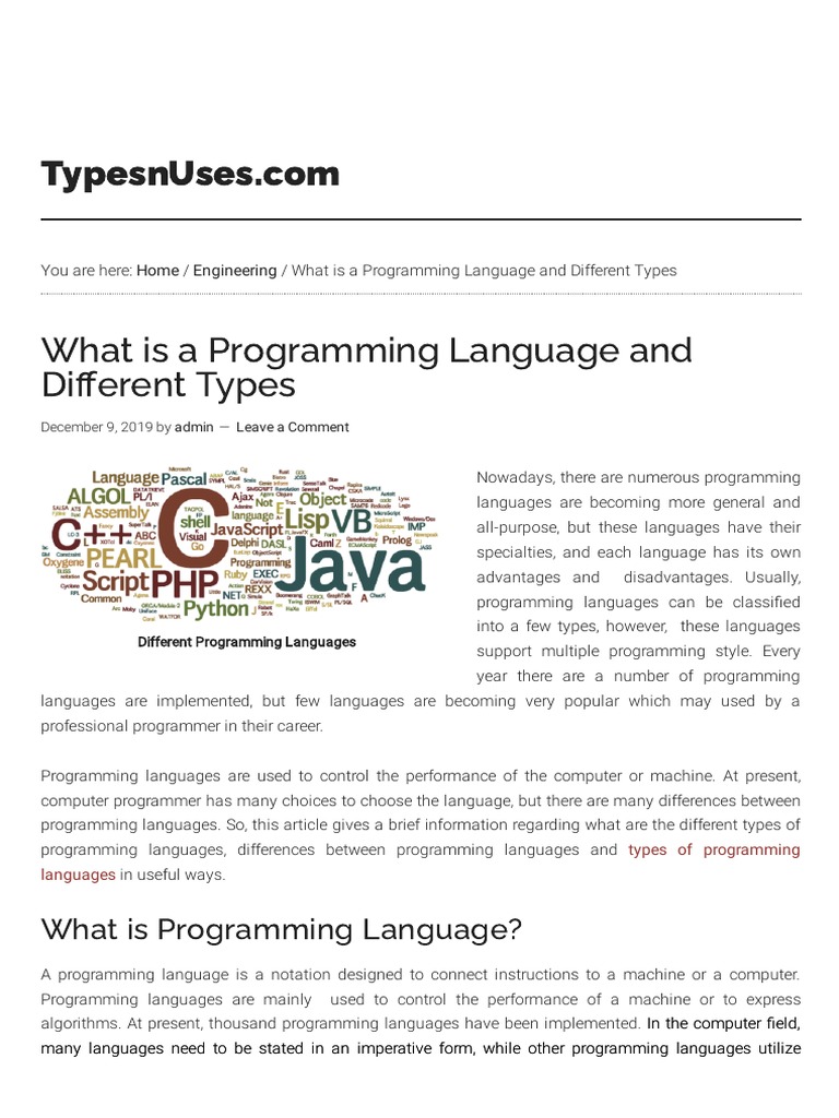 Types and Differences Between Programming Languages | PDF | Programming ...