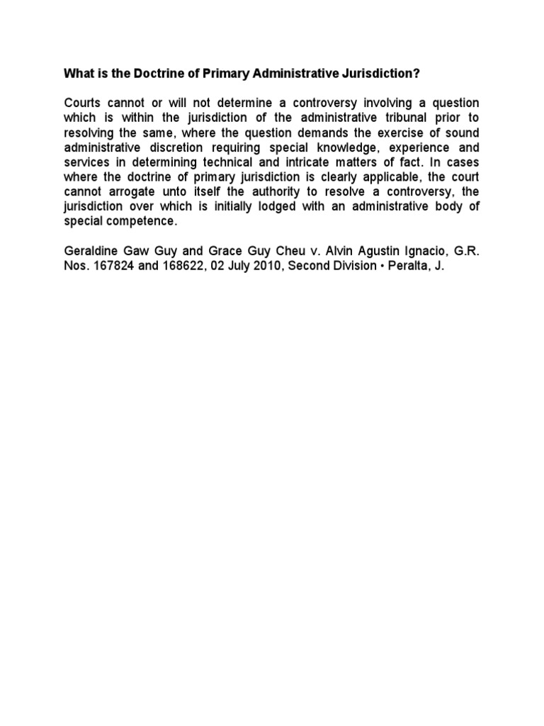What Is The Doctrine of Primary Administrative Jurisdiction PDF
