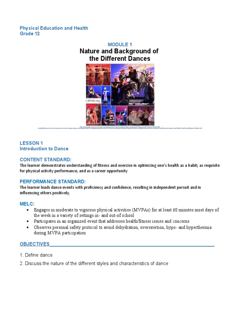 Nature and Background of The Different Dances Physical Education and