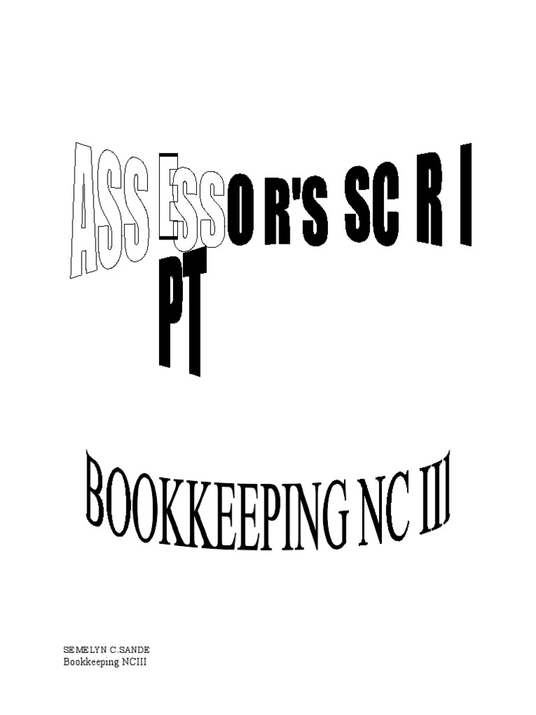 Assessor s script bookkeeping pdf bookkeeping test assessment 