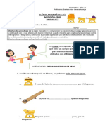 Guía de Matemática sobre medición de peso en gramos y kilogramos