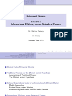 Behavioral Finance Informational E Ciency Versus Behavioral Finance