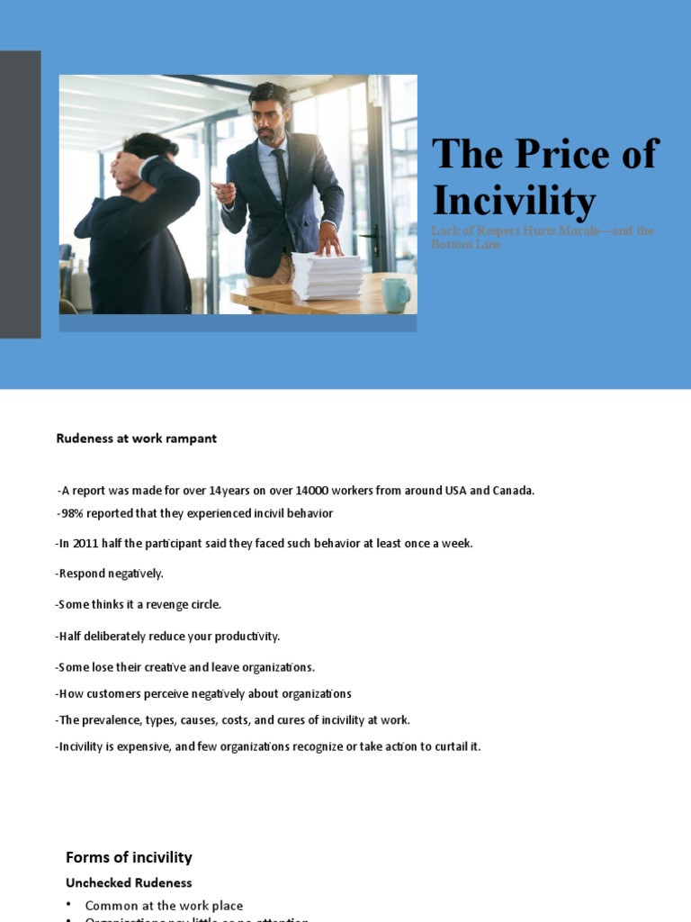 The Cost of Incivility in the Workplace | PDF | Human Nature | Applied ...