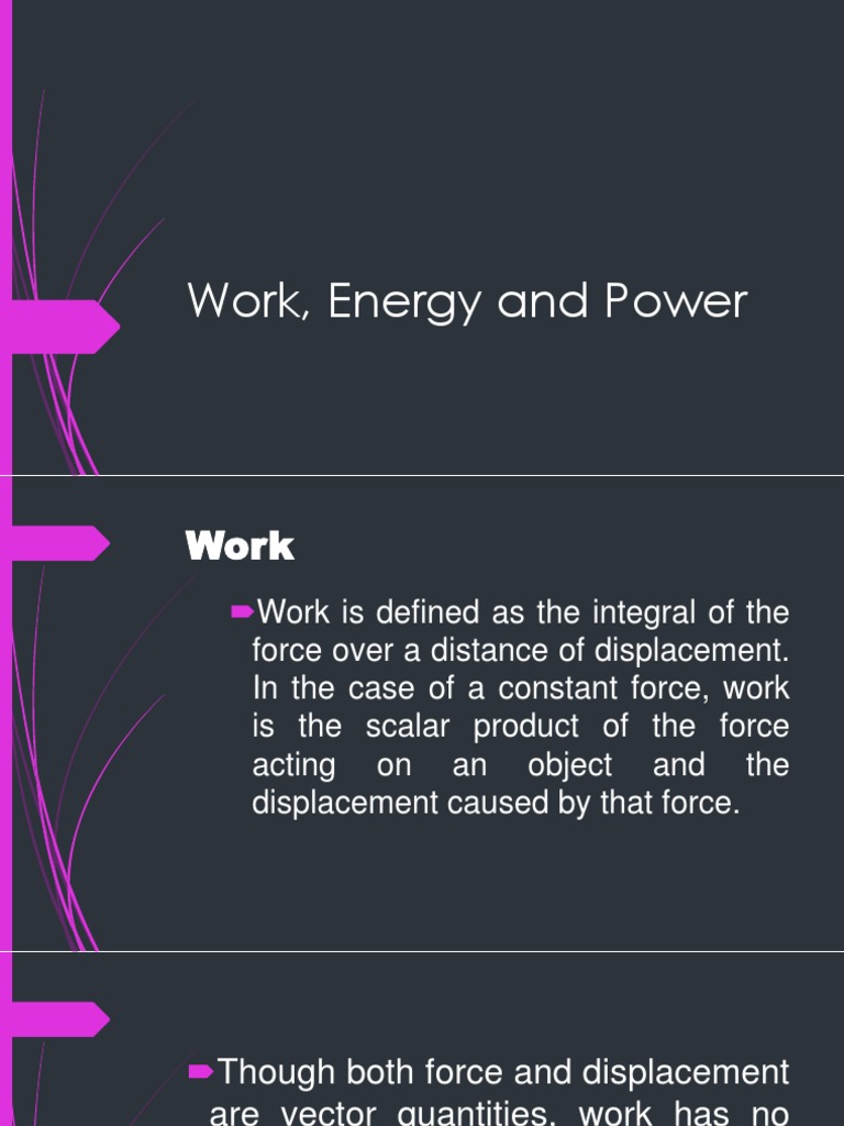 Work Energy and Power PDF Force Nature